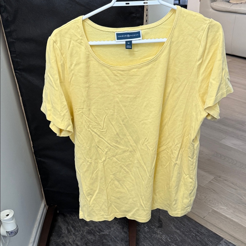 Karen Scott Women's Bright Yellow Short Sleeve Top